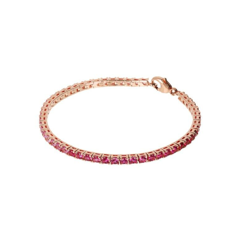 Bracelet Bronzallure effet dégradé en plaqué or rose et zircons roses