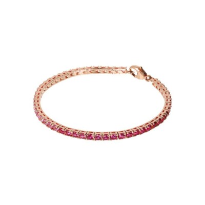 Bracelet Bronzallure effet dégradé en métal doré rose à l'or fin 18 carats et zircons roses