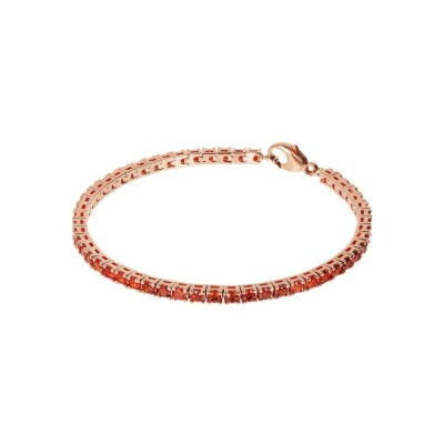 Bracelet Bronzallure effet dégradé en métal doré rose à l'or fin 18 carats et zircons rouges