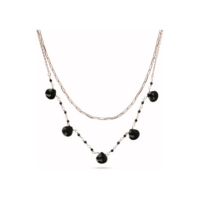 Collier Bronzallure Rosari en métal doré rose à l'or fin 18 carats et spinelle