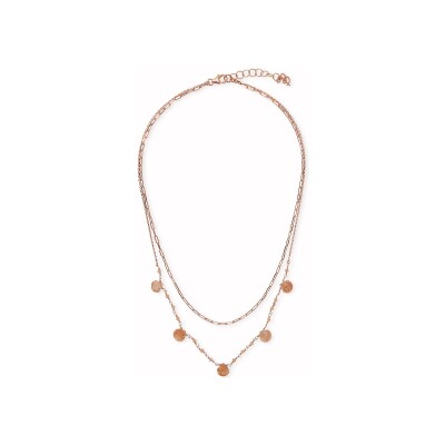 Collier Bronzallure Rosari en métal doré rose à l'or fin 18 carats et pierre de soleil