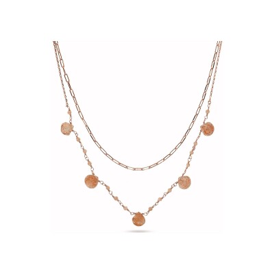Collier Bronzallure Rosari en métal doré rose à l'or fin 18 carats et pierre de soleil