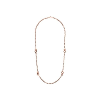 Collier long Bronzallure double anneaux entrelacés en métal doré rose à l'or fin 18 carats