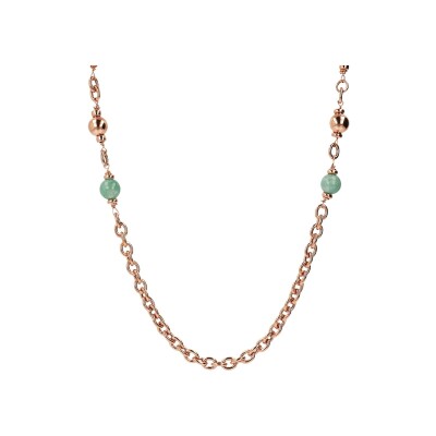 Collier Bronzallure Felicia en métal doré rose à l'or fin 18 carats et quartz