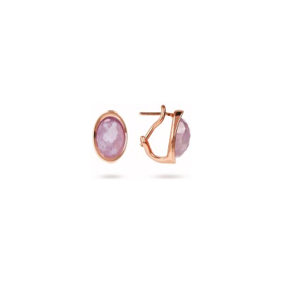 Boucles d'oreilles Bronzallure Felicia en métal doré rose à l'or fin 18 carats et améthyste