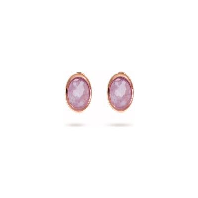 Boucles d'oreilles Bronzallure Felicia en métal doré rose à l'or fin 18 carats et améthyste