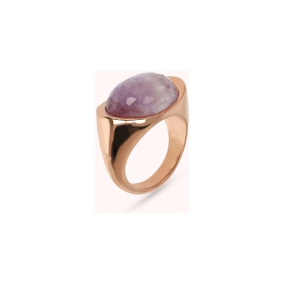 Bague Bronzallure Felicia en métal doré rose à l'or fin 18 carats et améthyste, taille 54