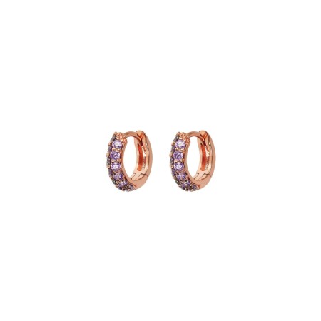 Boucles d'oreilles Bronzallure Altissima en métal doré rose à l'or fin 18 carats et zircons