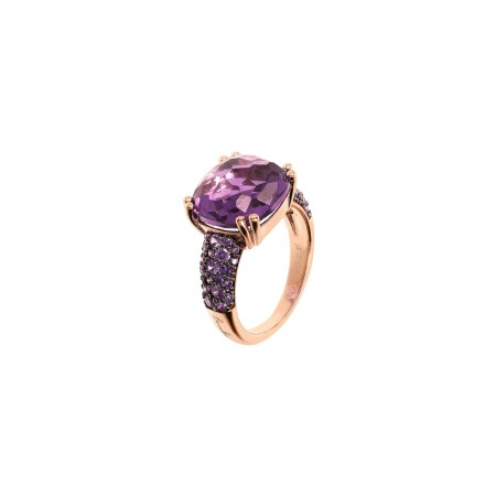 Bague Bronzallure Preziosa en métal doré rose à l'or fin 18 carats et pierres de couleurs, taille 54