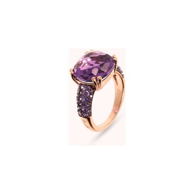 Bague Bronzallure Preziosa en métal doré rose à l'or fin 18 carats et pierres de couleurs, taille 56