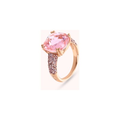 Bague Bronzallure Preziosa en métal doré rose à l'or fin 18 carats et pierres de couleurs, taille 56