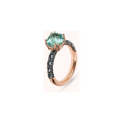 Solitaire Bronzallure Preziosa en métal doré rose à l'or fin 18 carats et pierres de couleurs, taille 54