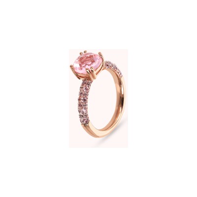 Solitaire Bronzallure Preziosa en métal doré rose à l'or fin 18 carats et pierres de couleurs, taille 54