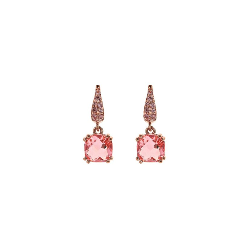 Boucles d'oreilles pendantes Bronzallure en plaqué or rose et pierres naturelles saumon