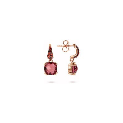 Boucles d'oreilles Bronzallure Preziosa en métal doré rose à l'or fin 18 carats et pierres de couleurs