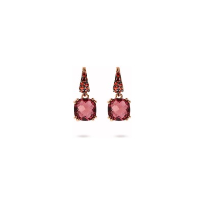 Boucles d'oreilles Bronzallure Preziosa en métal doré rose à l'or fin 18 carats et pierres de couleurs