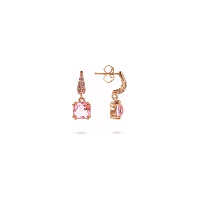 Boucles d'oreilles Bronzallure Preziosa en métal doré rose à l'or fin 18 carats et pierres de couleurs