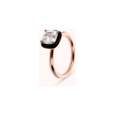Bague Bronzallure Smalti en métal doré rose à l'or fin 18 carats et zircon, taille 56