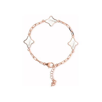 Bracelet Bronzallure Alba en métal doré rose à l'or fin 18 carats et nacre