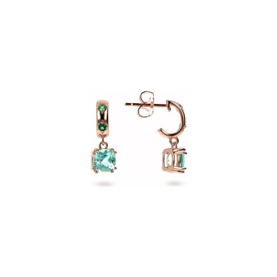 Boucles d'oreilles Bronzallure Preziosa en métal doré rose à l'or fin 18 carats et pierres de couleurs