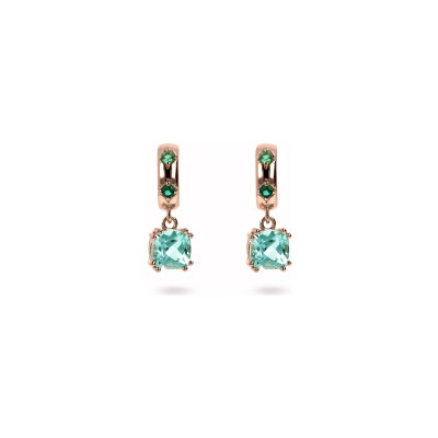 Boucles d'oreilles Bronzallure Preziosa en métal doré rose à l'or fin 18 carats et pierres de couleurs