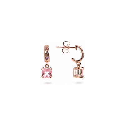 Boucles d'oreilles Bronzallure Preziosa en métal doré rose à l'or fin 18 carats et pierres de couleurs