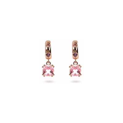 Boucles d'oreilles Bronzallure Preziosa en métal doré rose à l'or fin 18 carats et pierres de couleurs