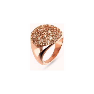 Bague Bronzallure Altissima en métal doré rose à l'or fin 18 carats et zircon, taille 56