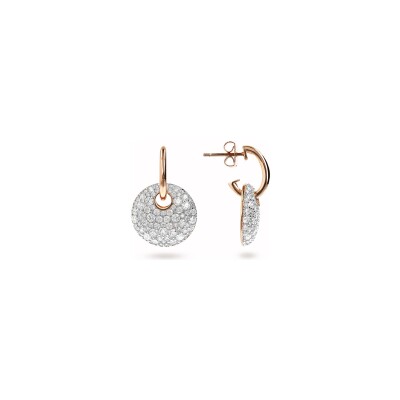 Boucles d'oreilles Bronzallure Altissima en métal doré rose à l'or fin 18 carats et zircon