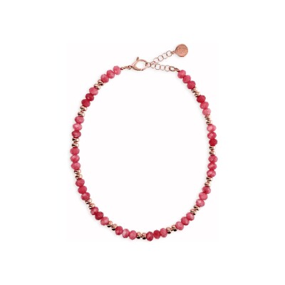 Collier Bronzallure Felicia en métal doré rose à l'or fin 18 carats et rhodolite
