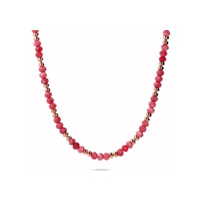 Collier Bronzallure Felicia en métal doré rose à l'or fin 18 carats et rhodolite