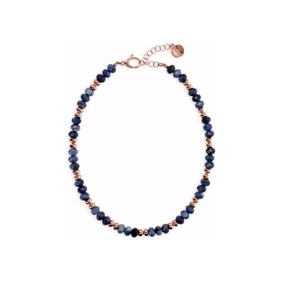 Collier Bronzallure Felicia en métal doré rose à l'or fin 18 carats et sodalite