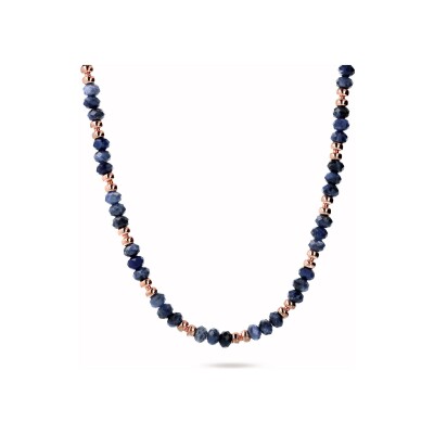Collier Bronzallure Felicia en métal doré rose à l'or fin 18 carats et sodalite