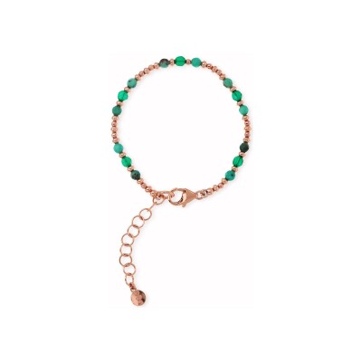Bracelet Bronzallure Felicia en métal doré rose à l'or fin 18 carats et agate