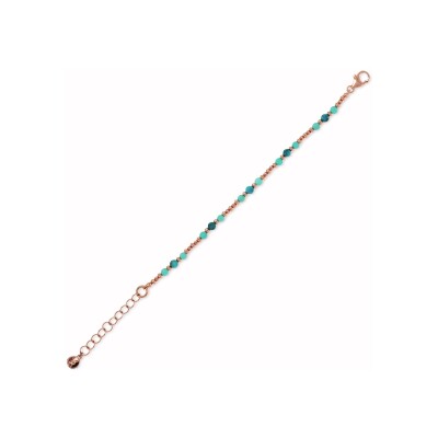 Bracelet Bronzallure Felicia en métal doré rose à l'or fin 18 carats et apatite