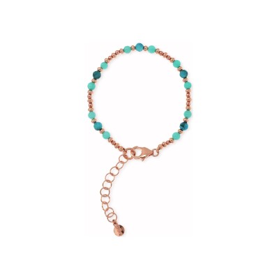 Bracelet Bronzallure Felicia en métal doré rose à l'or fin 18 carats et apatite