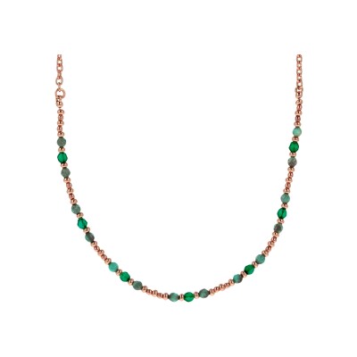 Collier Bronzallure Felicia en métal doré rose à l'or fin 18 carats et agate