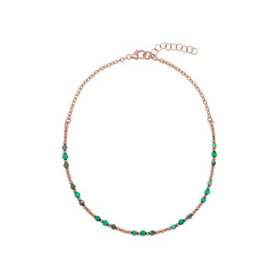 Collier Bronzallure Felicia en métal doré rose à l'or fin 18 carats et agate