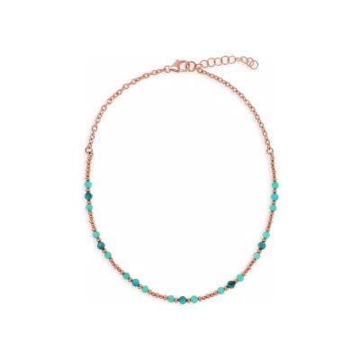 Collier Bronzallure Felicia en métal doré rose à l'or fin 18 carats et apatite