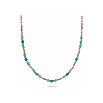 Collier Bronzallure Felicia en métal doré rose à l'or fin 18 carats et apatite