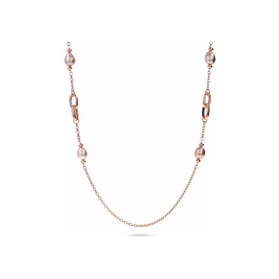 Collier Bronzallure Maxima en métal doré rose à l'or fin 18 carats et perle d'eau douce