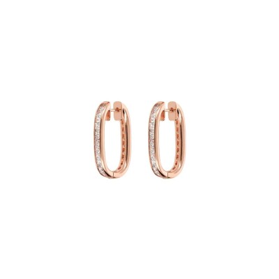 Boucles d'oreilles créoles Bronzallure en métal doré rose à l'or fin 18 carats et zircons blancs