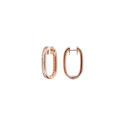 Boucles d'oreilles créoles Bronzallure en métal doré rose à l'or fin 18 carats et zircons blancs