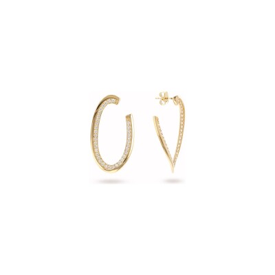 Boucles d'oreilles Bronzallure Golden en métal doré à l'or fin 18 carats et zircon