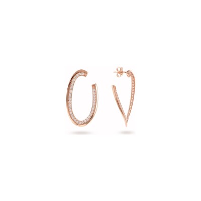 Boucles d'oreilles Bronzallure Altissima en métal doré rose à l'or fin 18 carats et zircon