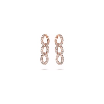 Boucles d'oreilles Bronzallure Altissima en métal doré rose à l'or fin 18 carats et zircon