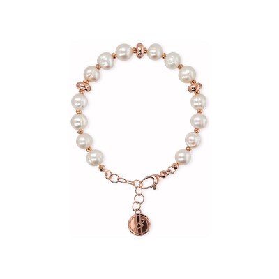 Bracelet Bronzallure Maxima en métal doré rose à l'or fin 18 carats et perle d'eau douce