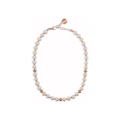 Collier Bronzallure Maxima en métal doré rose à l'or fin 18 carats et perle d'eau douce