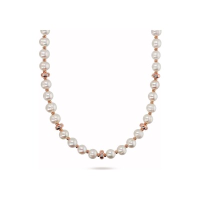 Collier Bronzallure Maxima en métal doré rose à l'or fin 18 carats et perle d'eau douce