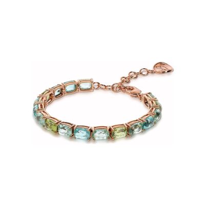 Bracelet Bronzallure Felicia en métal doré rose à l'or fin 18 carats et pierres de couleurs